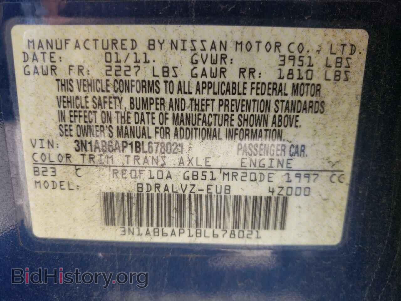 2011 NISSAN SENTRA - VIN: 3N1AB6AP1BL678021 - Фото 10