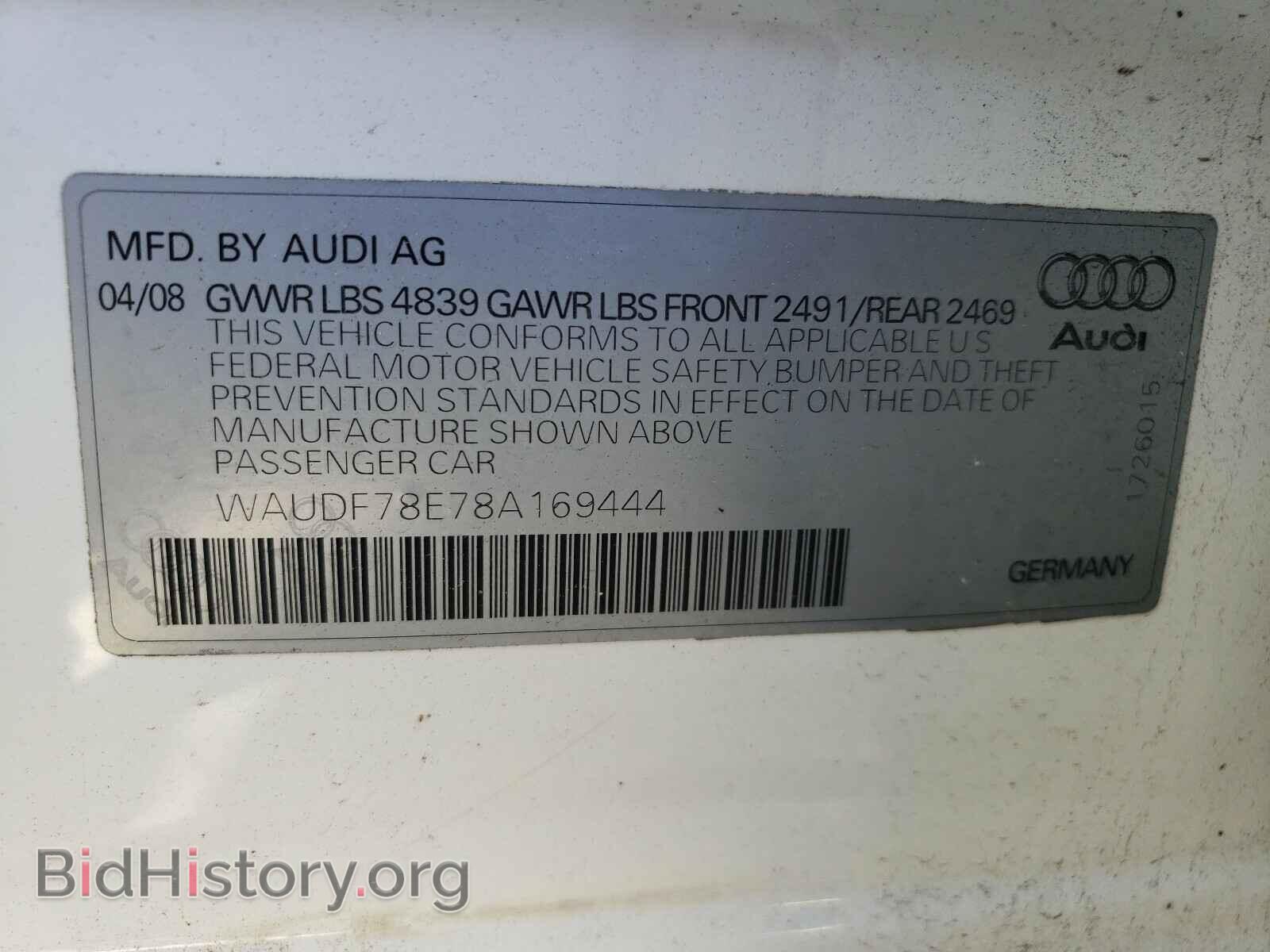 2008 AUDI A4 - VIN: WAUDF78E78A169444 - Фото 10