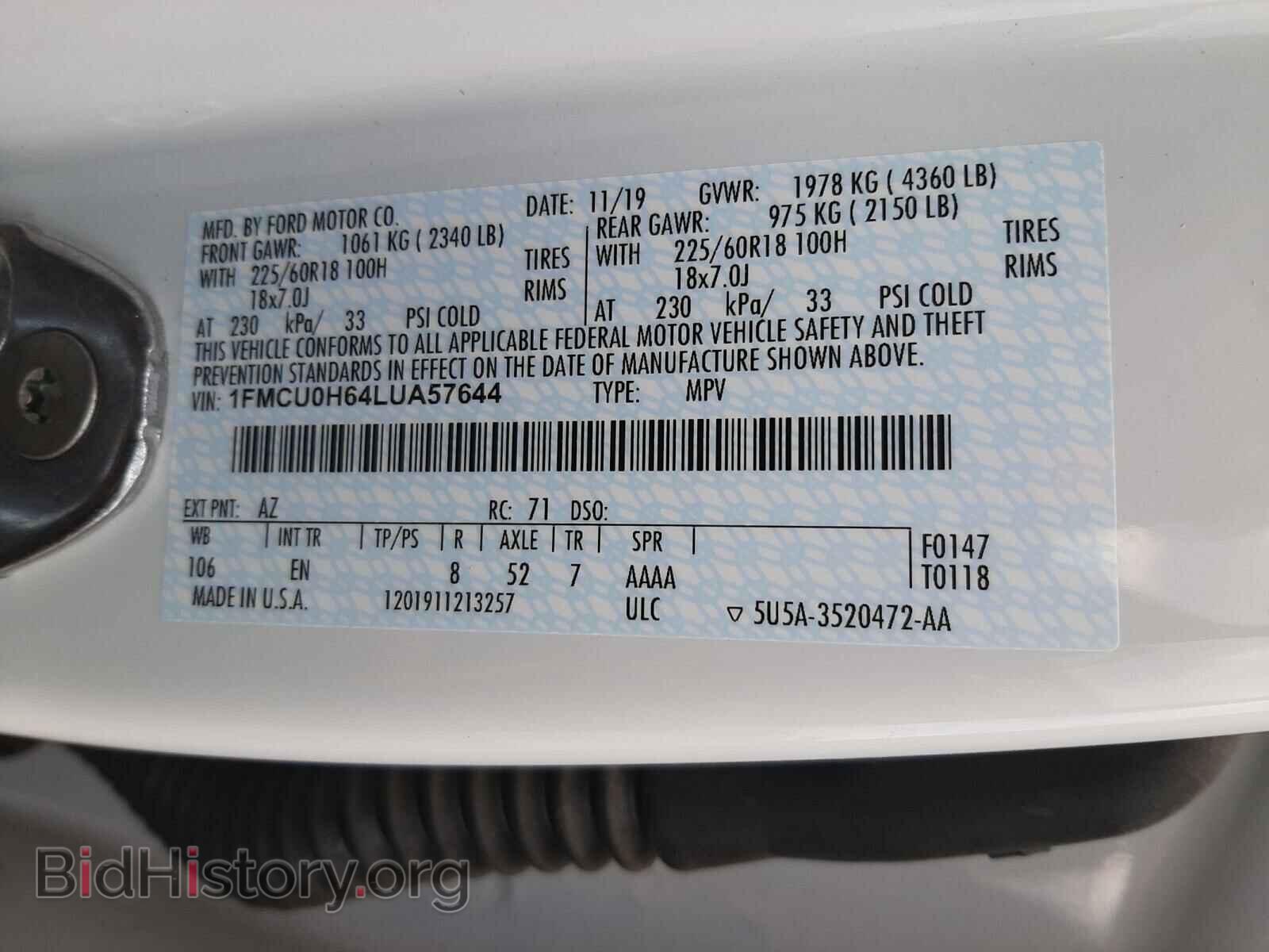 2020 FORD ESCAPE - VIN: 1FMCU0H64LUA57644 - Photo 10