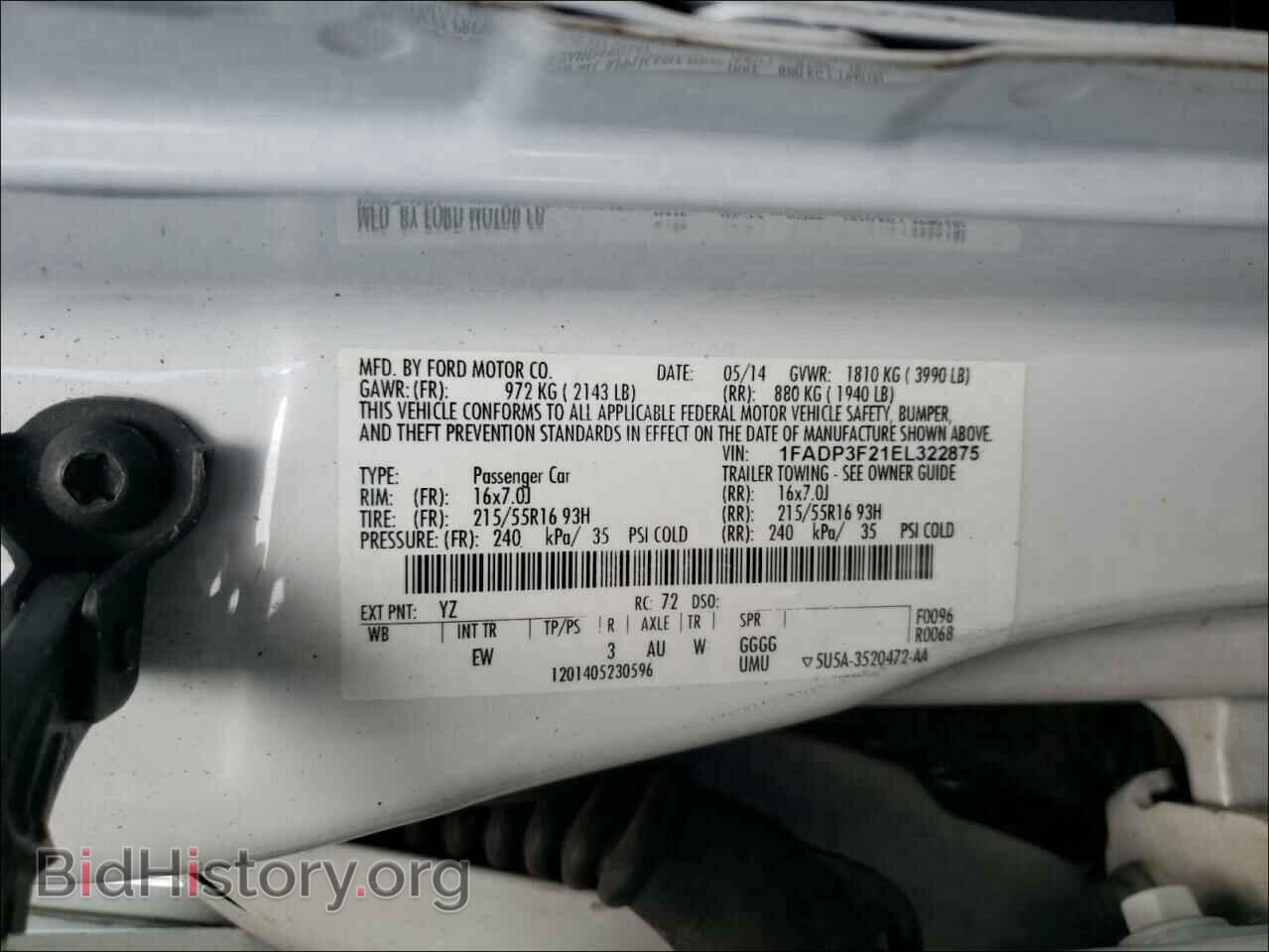 2014 FORD FOCUS - VIN: 1FADP3F21EL322875 - Фото 10