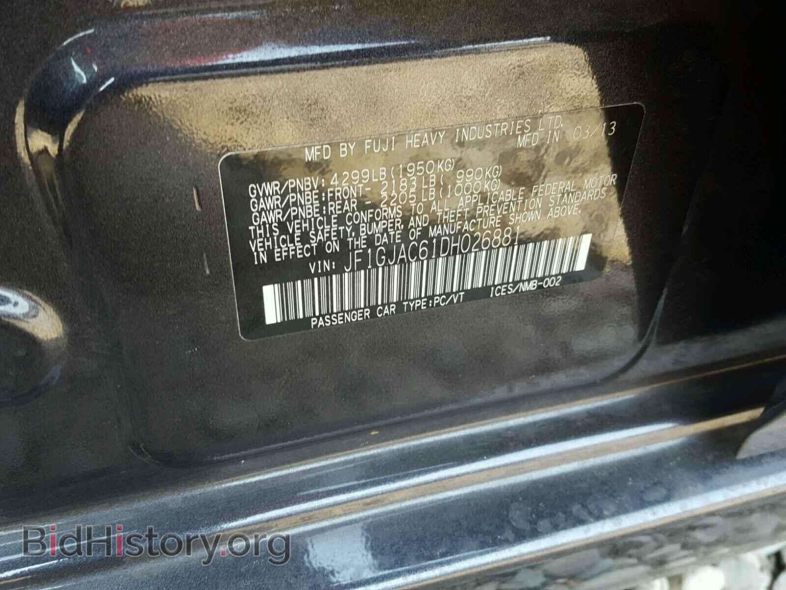 2013 SUBARU IMPREZA - VIN: JF1GJAC61DH026881 - Фото 10
