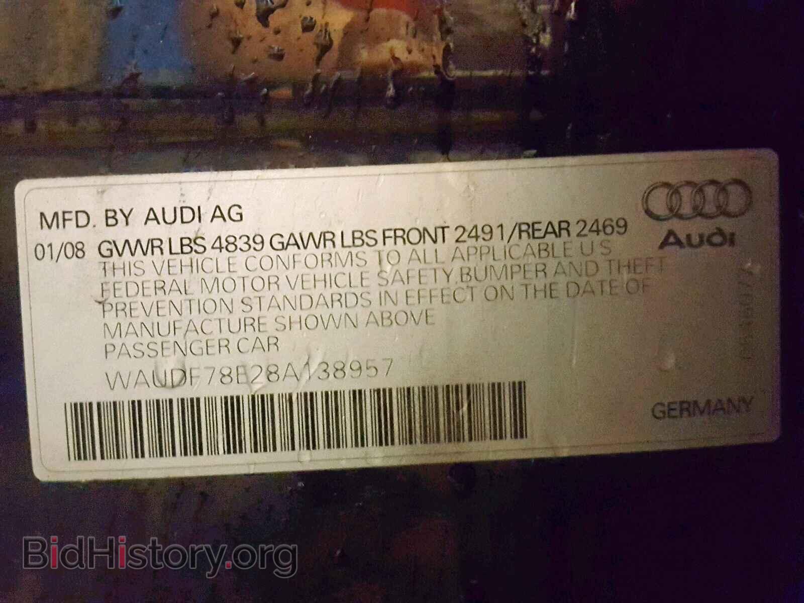 2008 AUDI A4 - VIN: WAUDF78E28A138957 - Фото 10