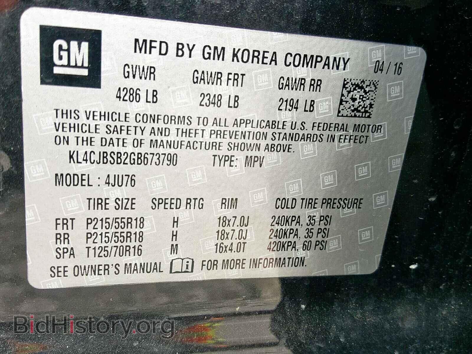 2016 BUICK ENCORE CON - VIN: KL4CJBSB2GB673790 - Photo 10
