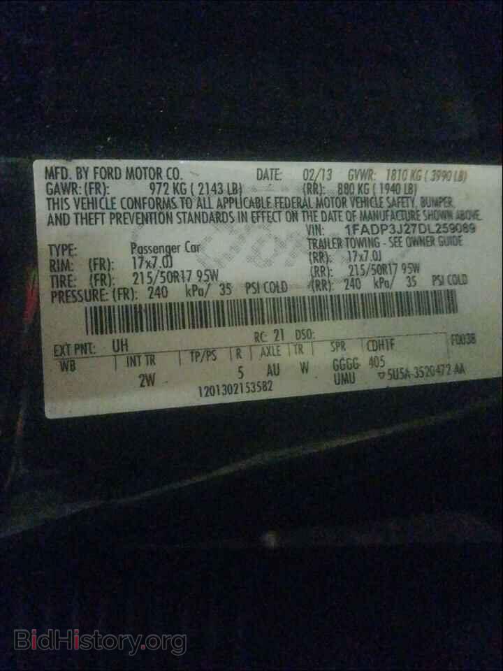 2013 FORD FOCUS - VIN: 1FADP3J27DL259089 - Фото 10
