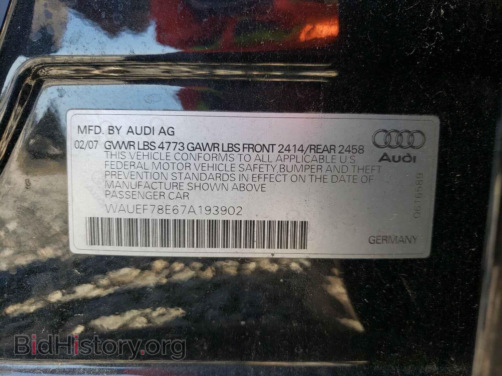 2007 AUDI A4 - VIN: WAUEF78E67A193902 - Фото 10