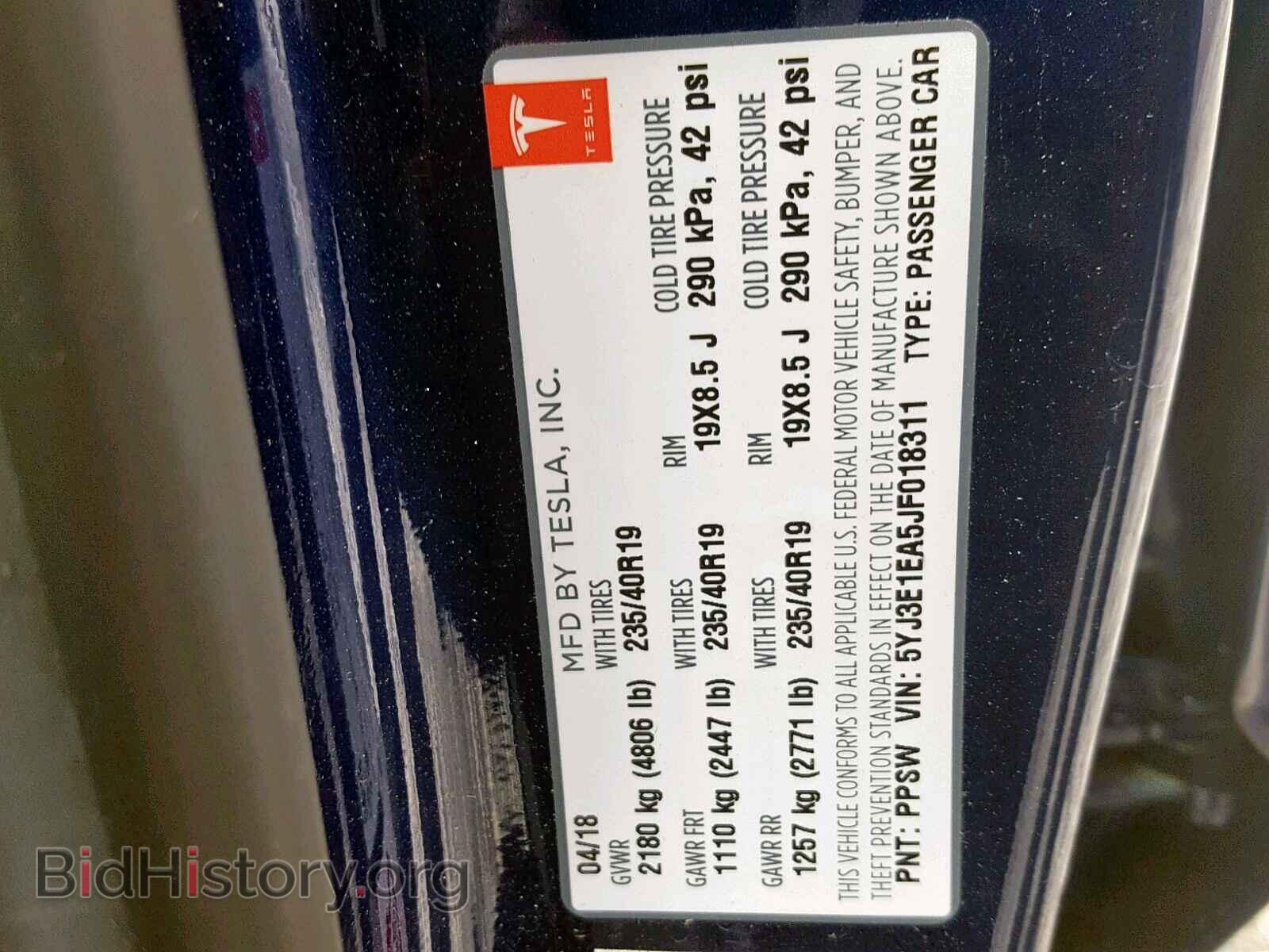 2018 TESLA MODEL 3 - VIN: 5YJ3E1EA5JF018311 - Фото 10