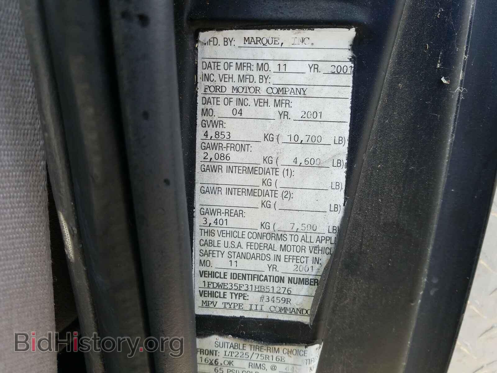 2001 FORD ECONOLINE - VIN: 1FDWE35F31HB51276 - Фото 10