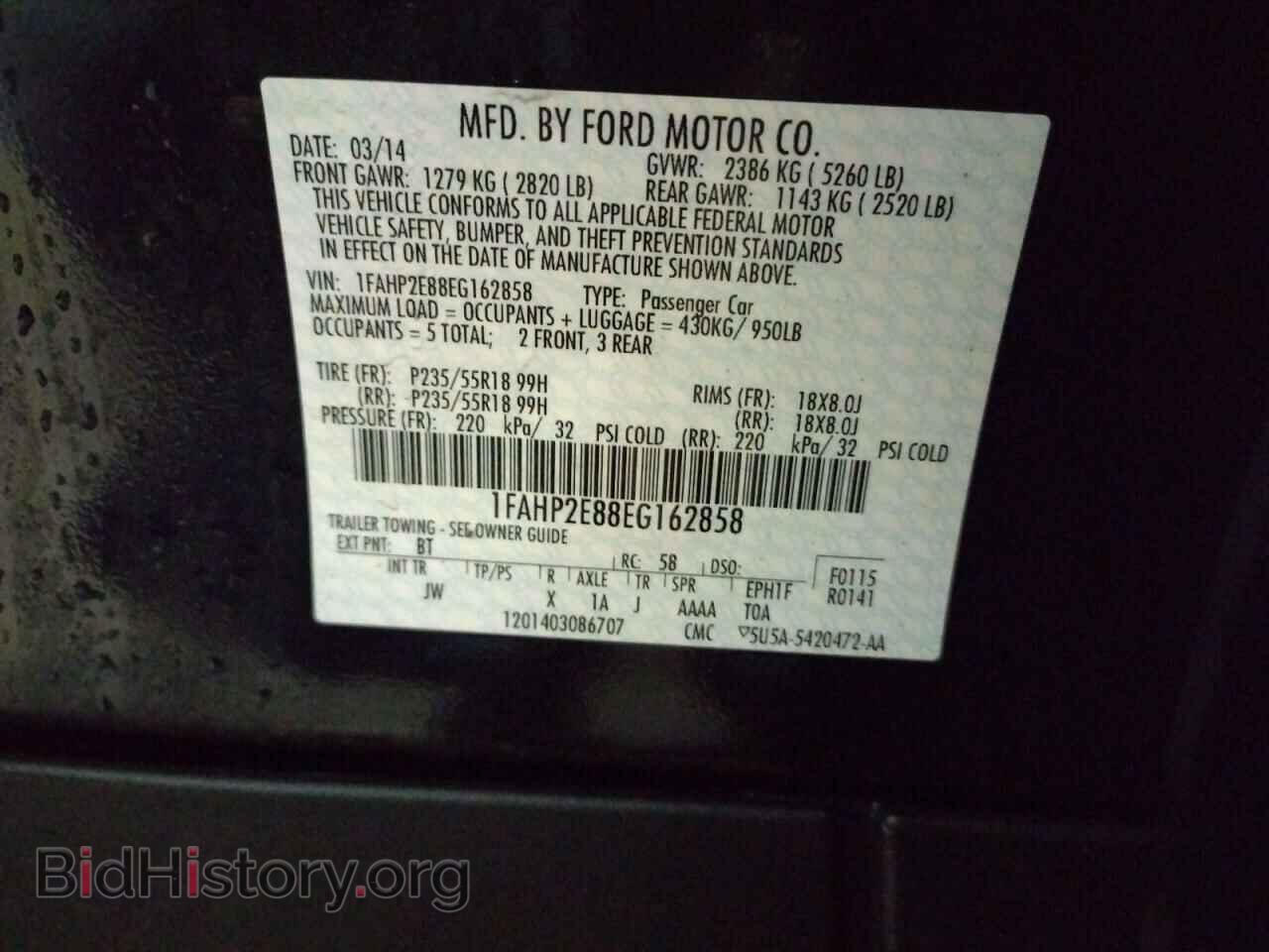 2014 FORD TAURUS - VIN: 1FAHP2E88EG162858 - Фото 10