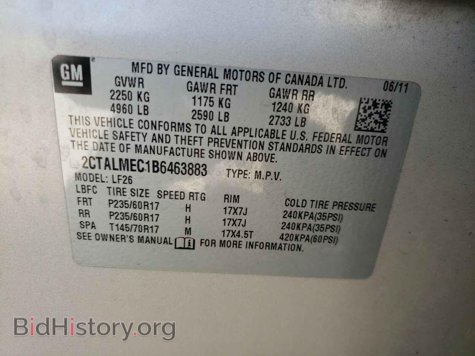 2011 GMC TERRAIN - VIN: 2CTALMEC1B6463883 - Photo 10