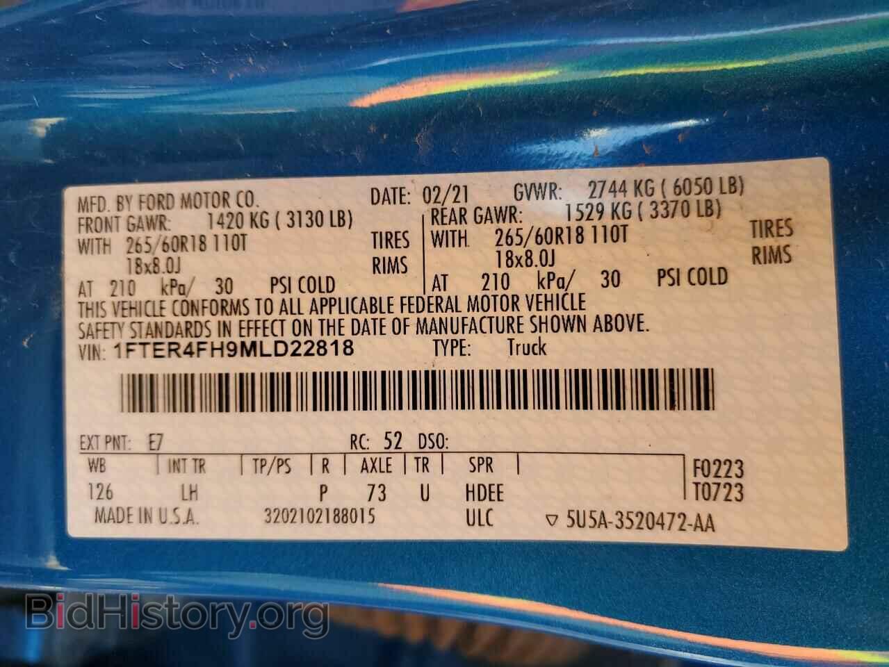 2021 FORD RANGER - VIN: 1FTER4FH9MLD22818 - Фото 13