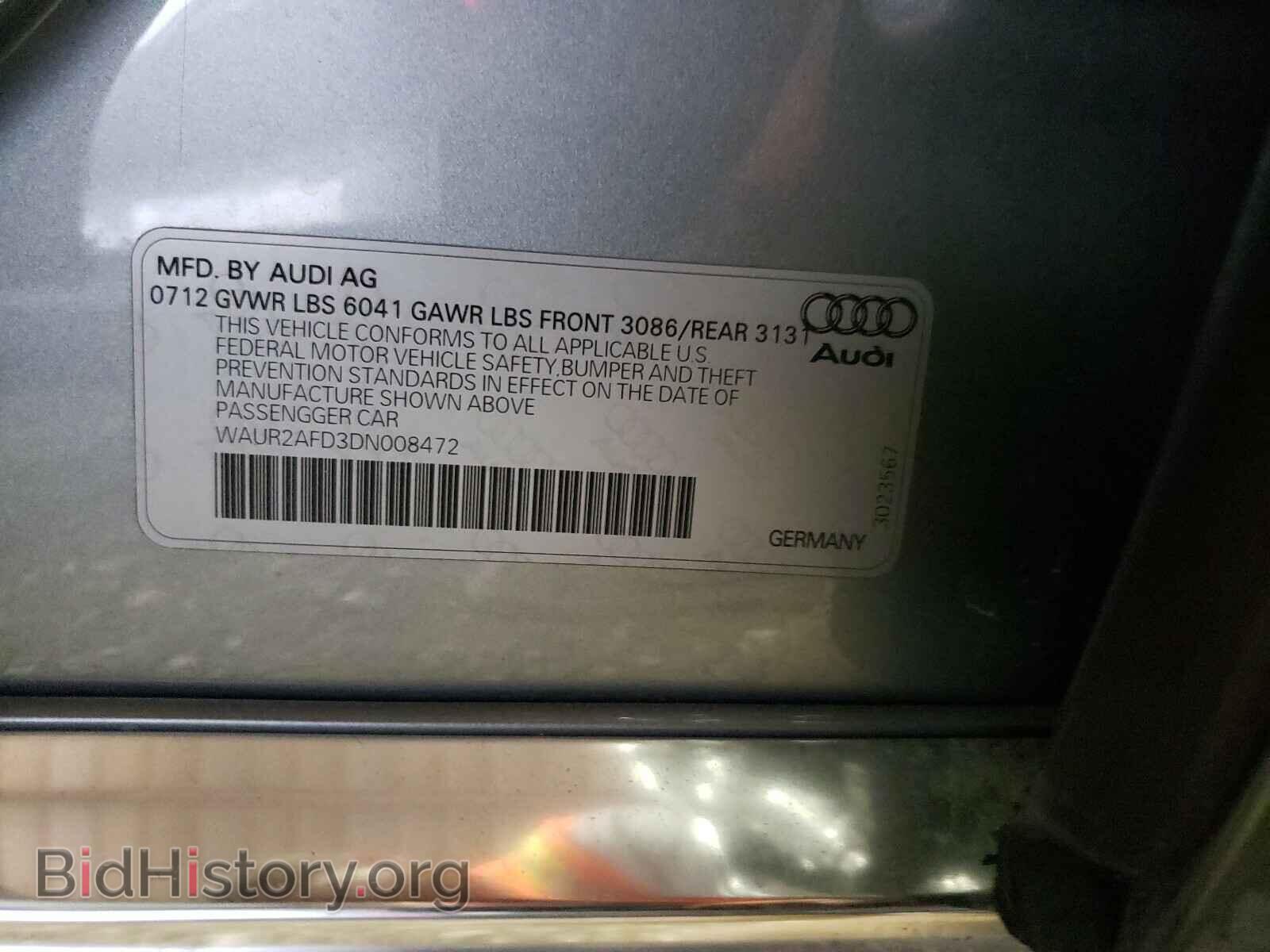 2013 AUDI A8 - VIN: WAUR2AFD3DN008472 - Фото 10