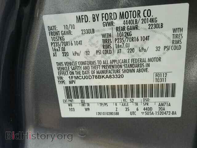 2011 FORD ESCAPE - VIN: 1FMCU0D78BKA83320 - Photo 10