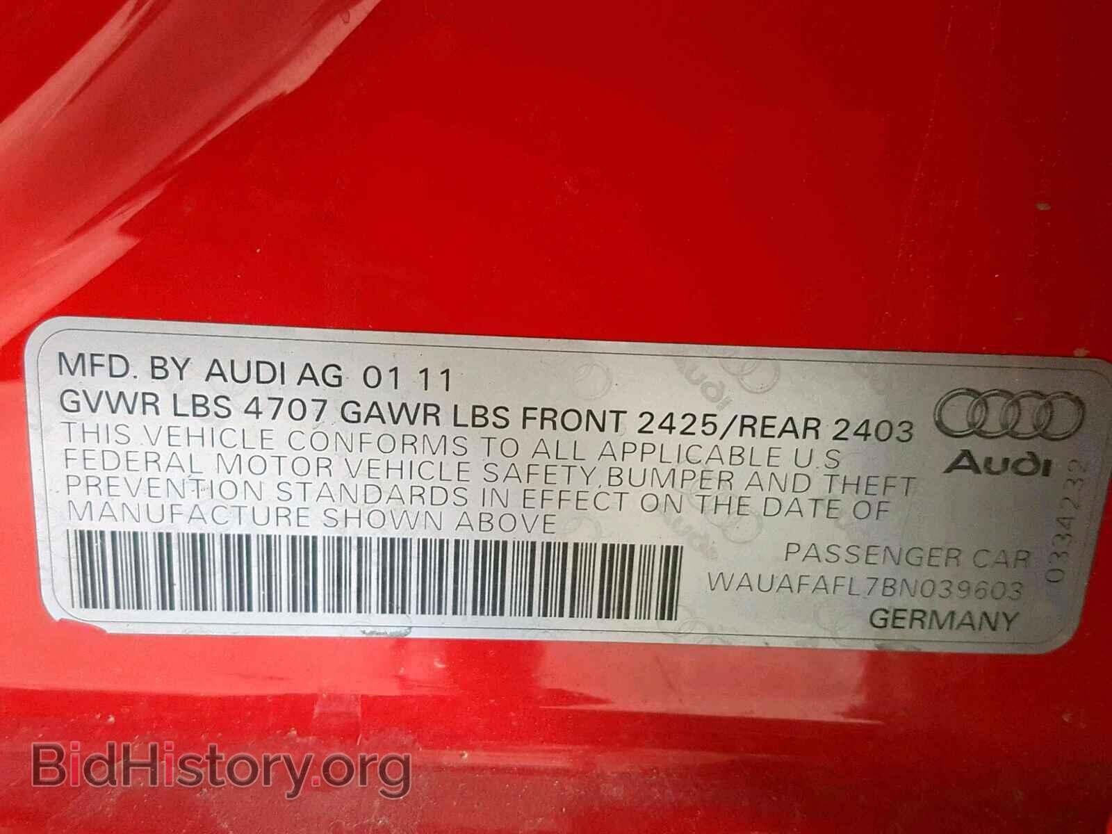 2011 AUDI A4 - VIN: WAUAFAFL7BN039603 - Фото 10