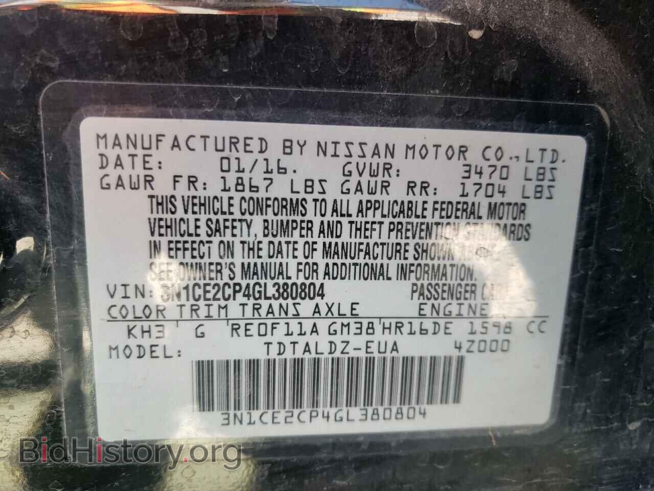 2016 NISSAN VERSA - VIN: 3N1CE2CP4GL380804 - Фото 10