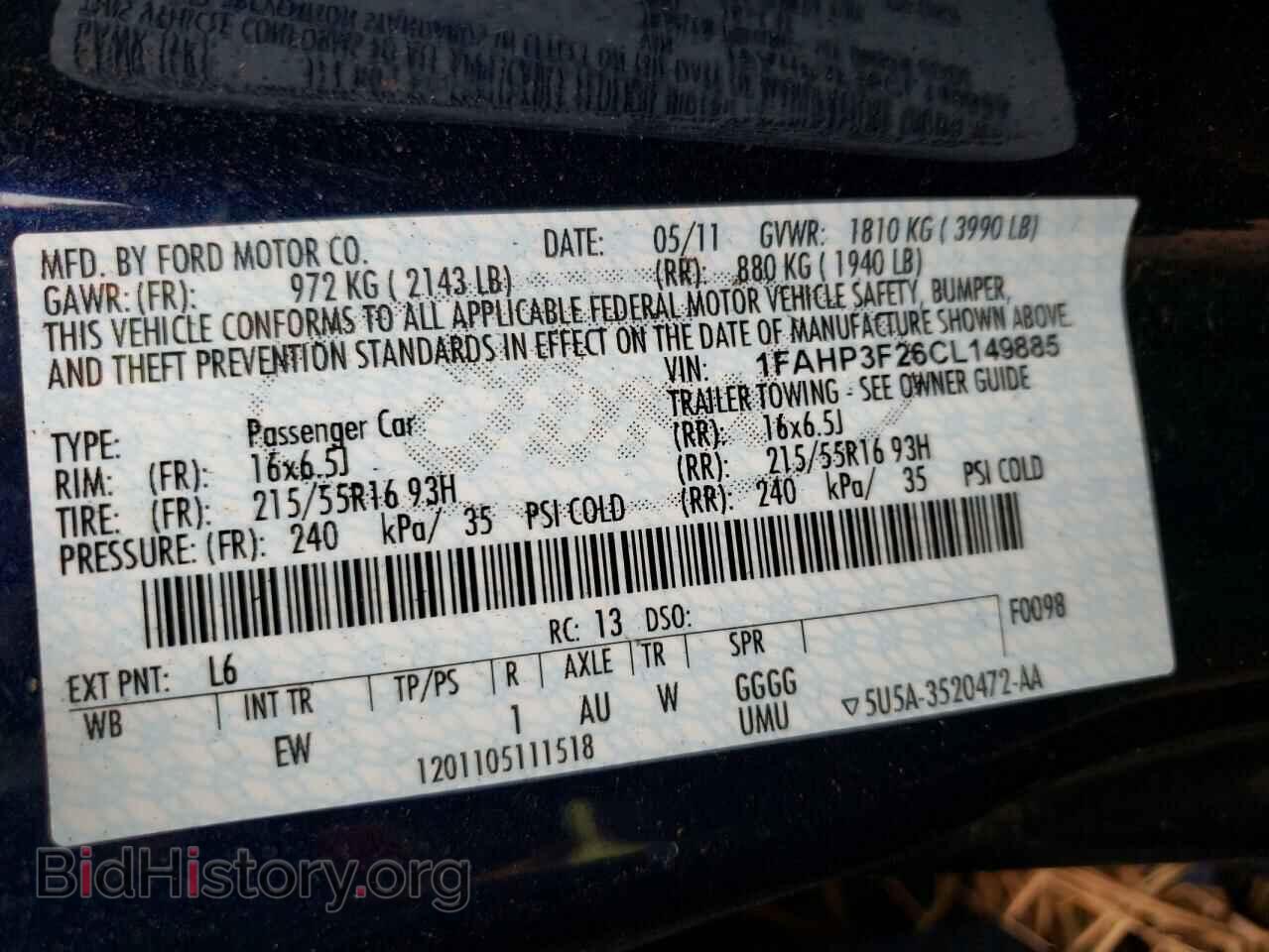 2012 FORD FOCUS - VIN: 1FAHP3F26CL149885 - Фото 12
