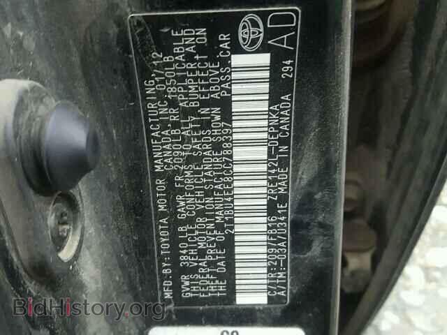 2012 TOYOTA COROLLA - VIN: 2T1BU4EE8CC788397 - Фото 10