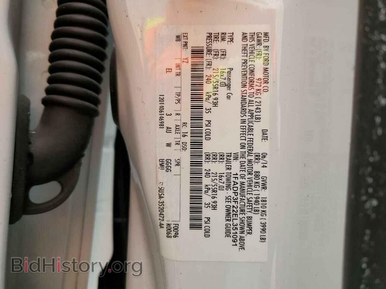 2014 FORD FOCUS - VIN: 1FADP3F22EL351091 - Фото 13