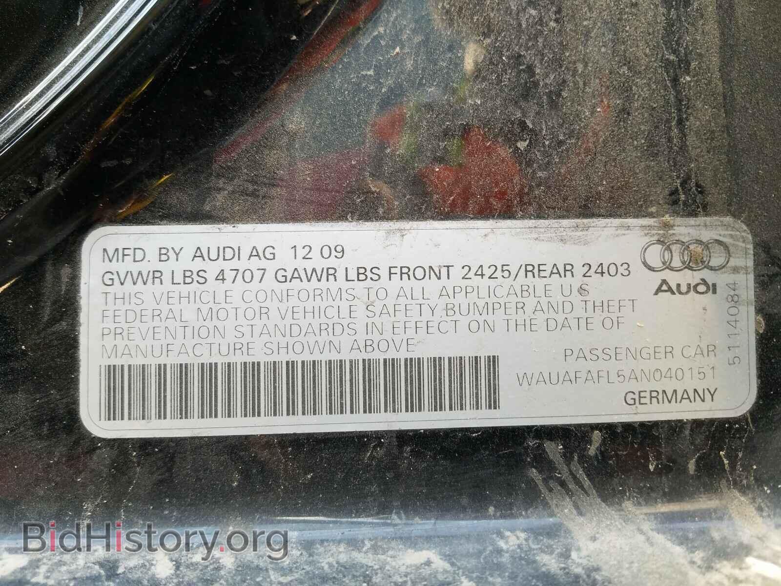 2010 AUDI A4 - VIN: WAUAFAFL5AN040151 - Фото 10