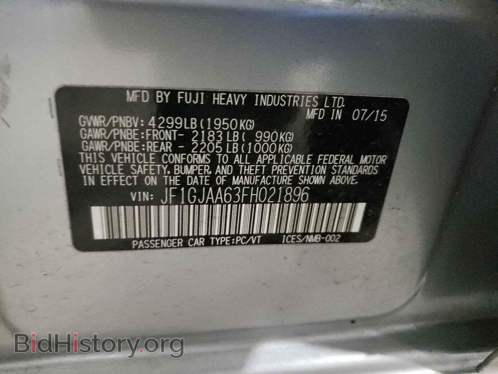 2015 SUBARU IMPREZA - VIN: JF1GJAA63FH021896 - Фото 10
