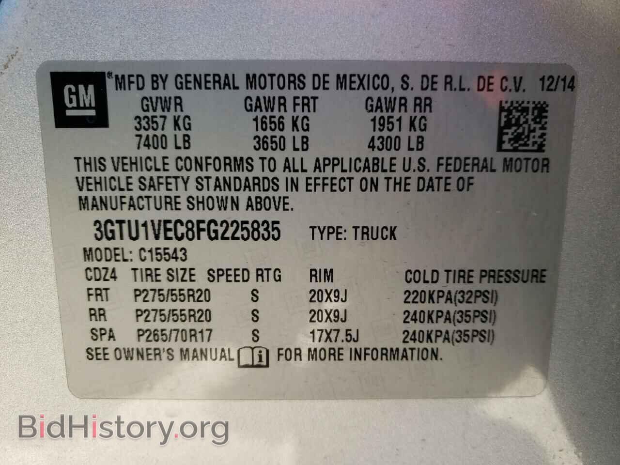 2015 GMC SIERRA - VIN: 3GTU1VEC8FG225835 - Photo 12