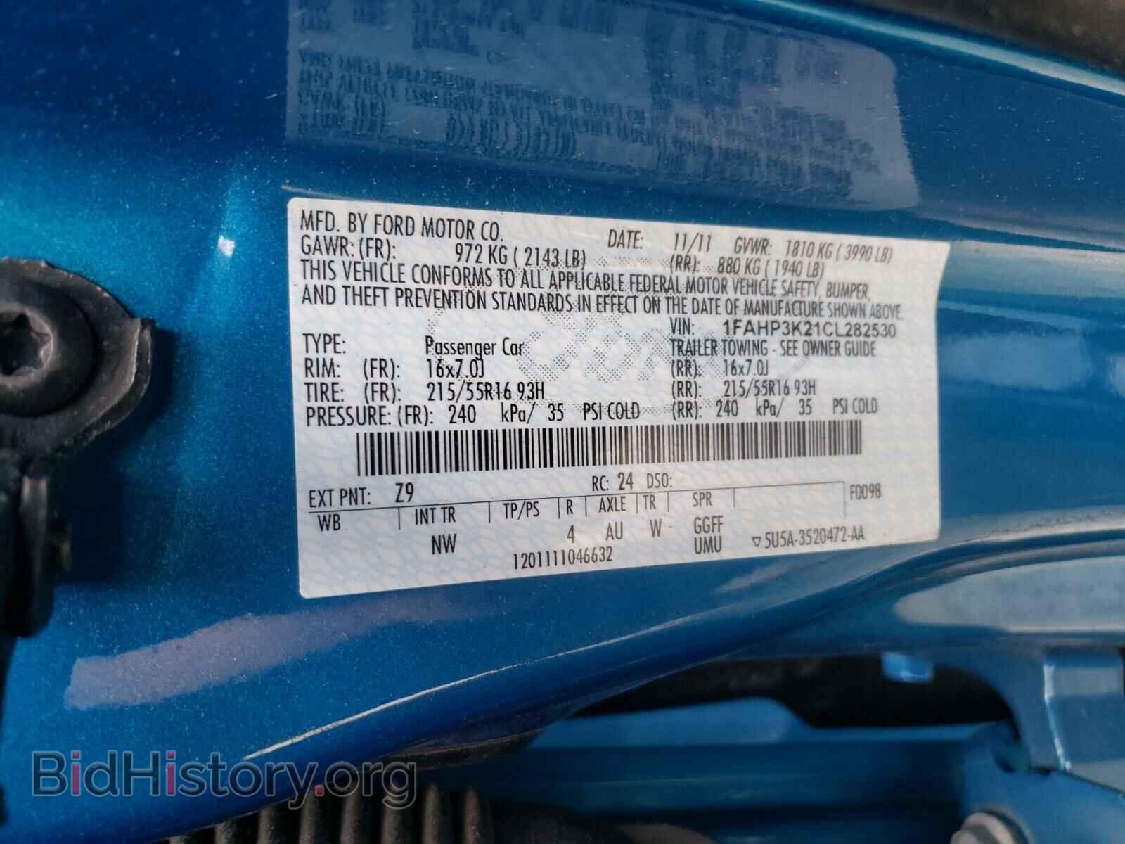 2012 FORD FOCUS - VIN: 1FAHP3K21CL282530 - Фото 10