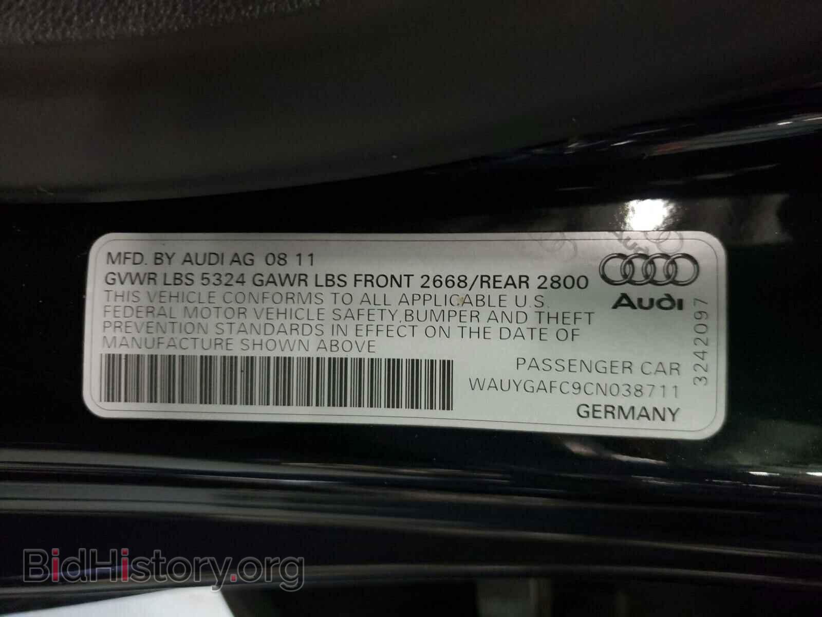 2012 AUDI A7 - VIN: WAUYGAFC9CN038711 - Фото 10