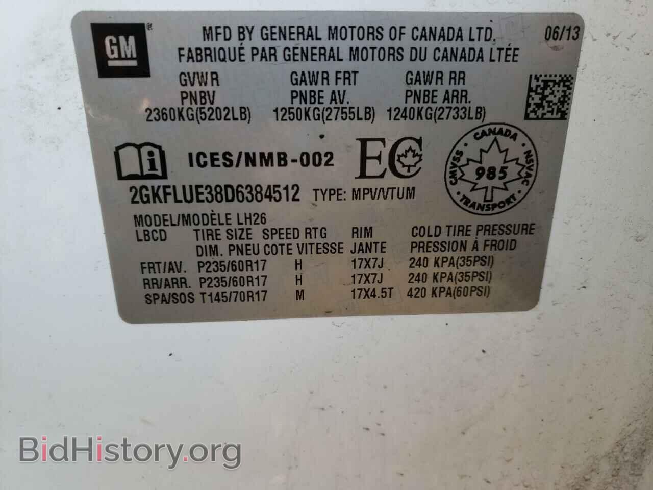 2013 GMC TERRAIN - VIN: 2GKFLUE38D6384512 - Photo 10