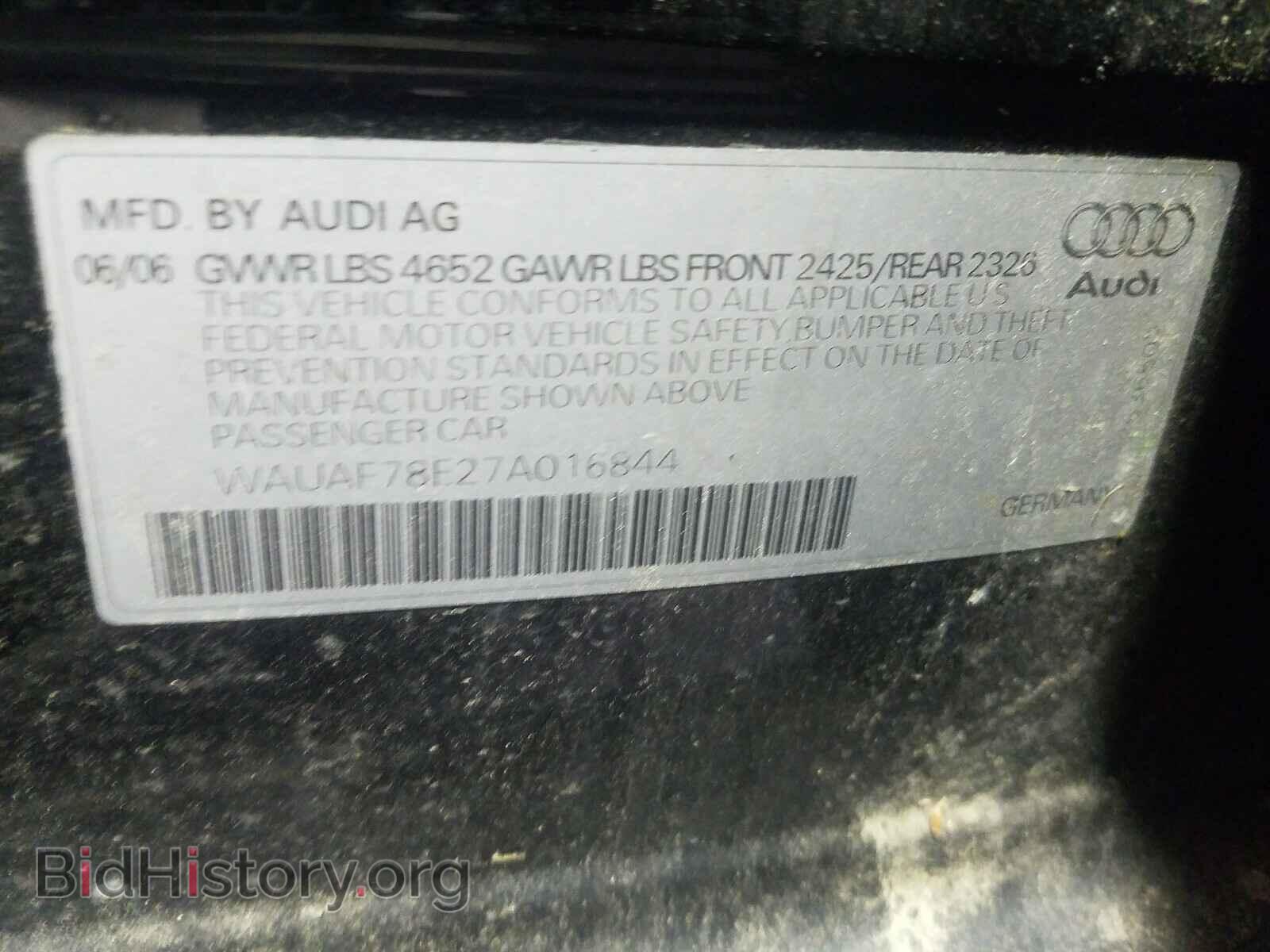 2007 AUDI A4 - VIN: WAUAF78E27A016844 - Фото 10