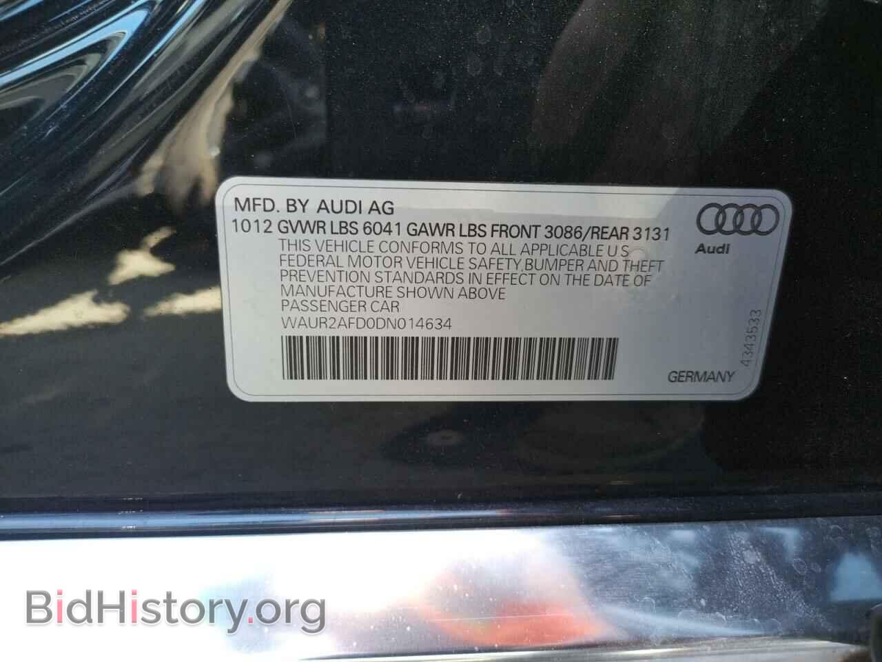 2013 AUDI A8 - VIN: WAUR2AFD0DN014634 - Фото 10