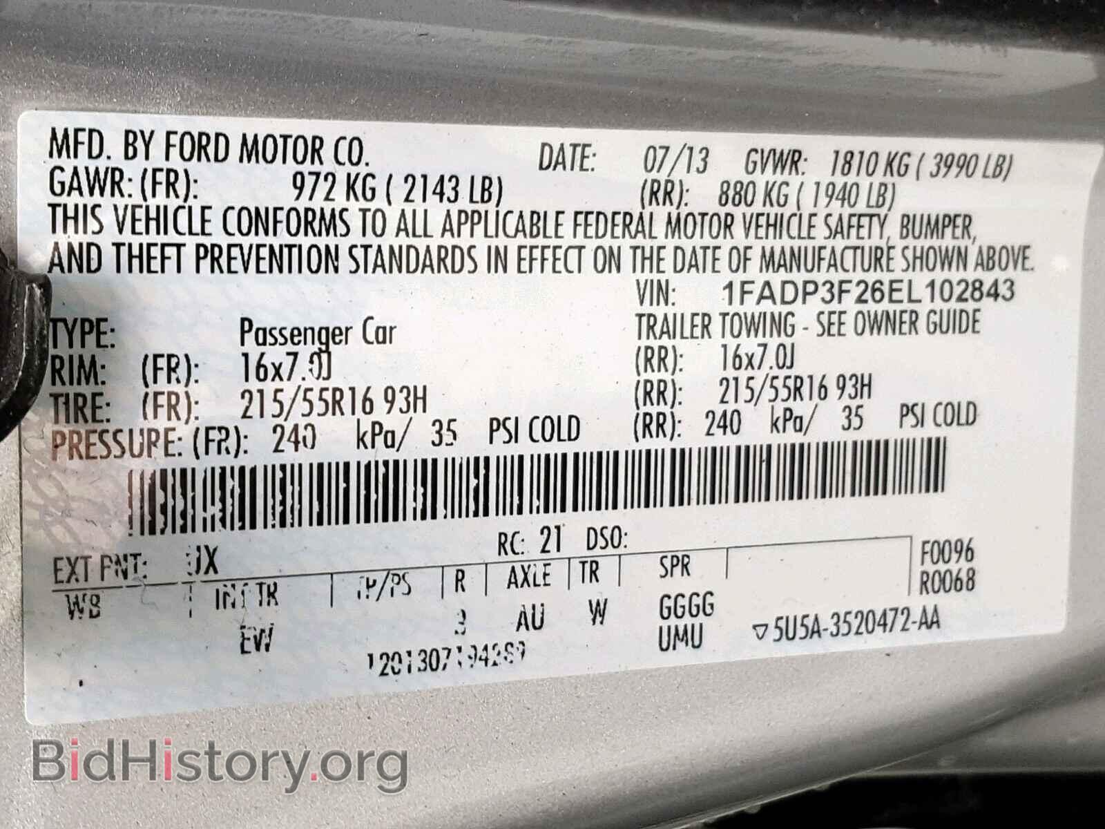 2014 FORD FOCUS SE - VIN: 1FADP3F26EL102843 - Фото 10