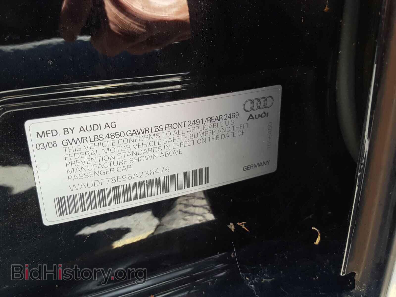 2006 AUDI A4 - VIN: WAUDF78E96A236476 - Фото 10