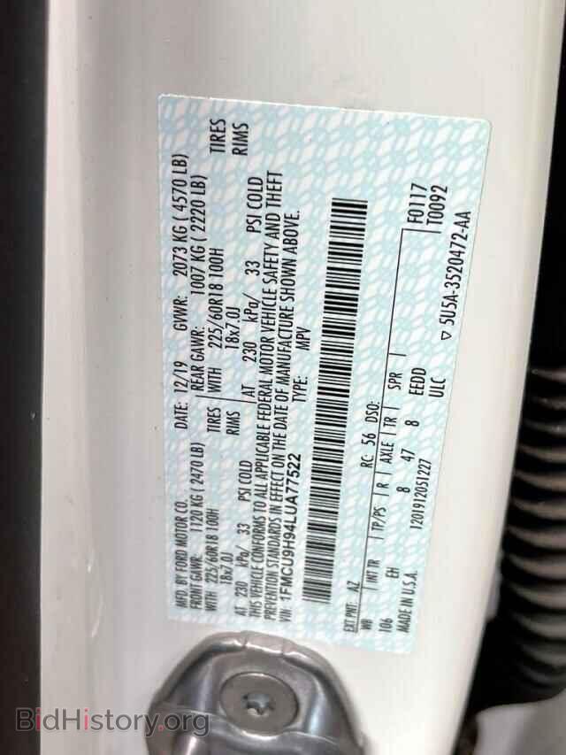 2020 FORD ESCAPE - VIN: 1FMCU9H94LUA77522 - Photo 10