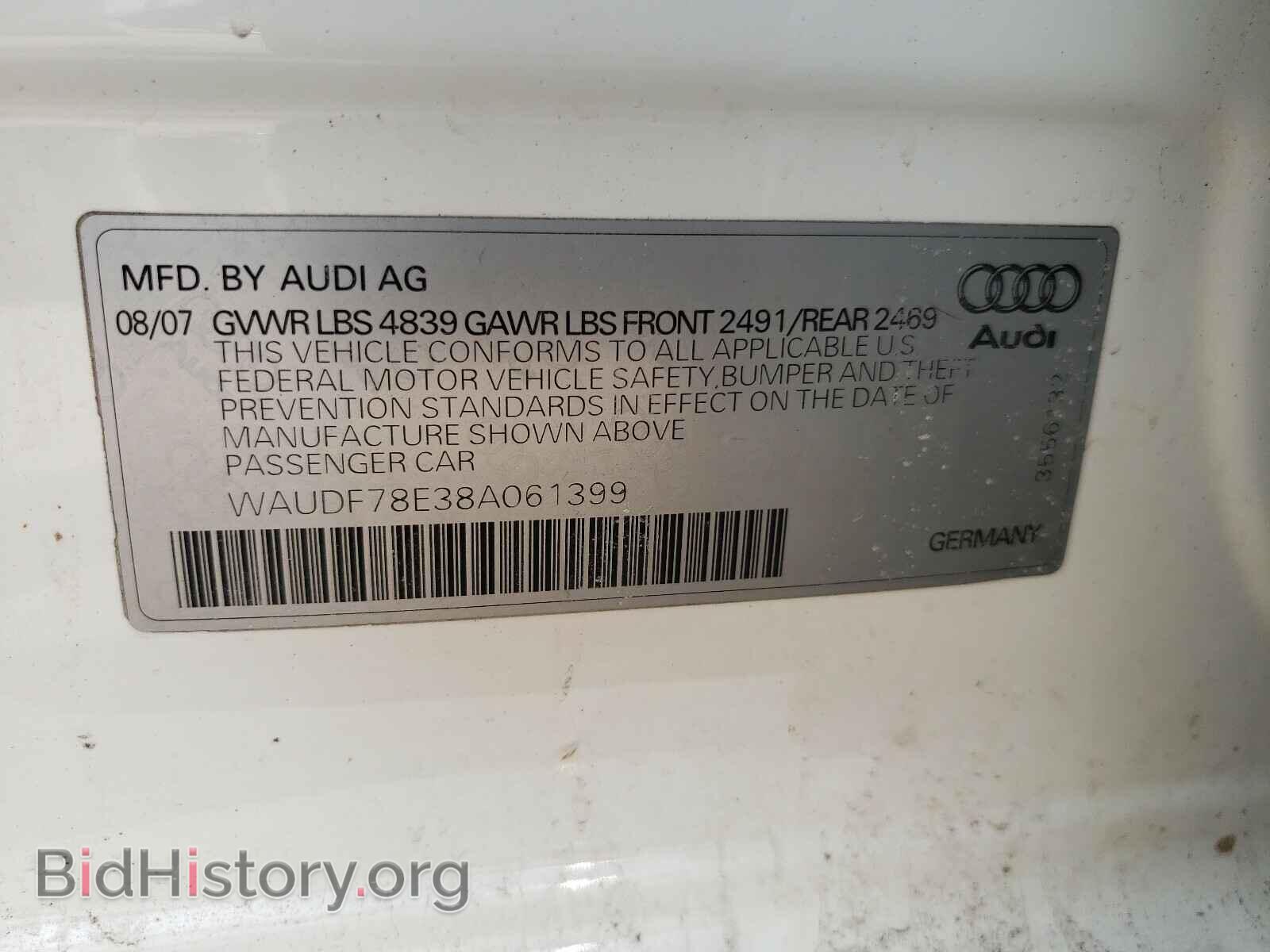 2008 AUDI A4 - VIN: WAUDF78E38A061399 - Фото 10