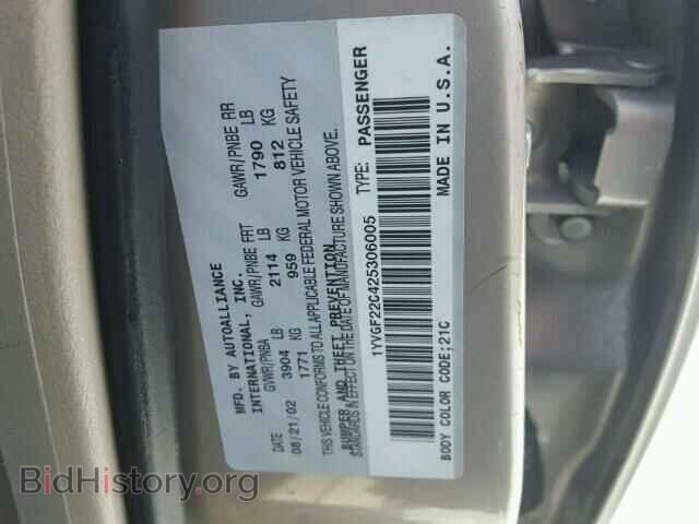 2002 MAZDA 626 - VIN: 1YVGF22C425306005 - Фото 10