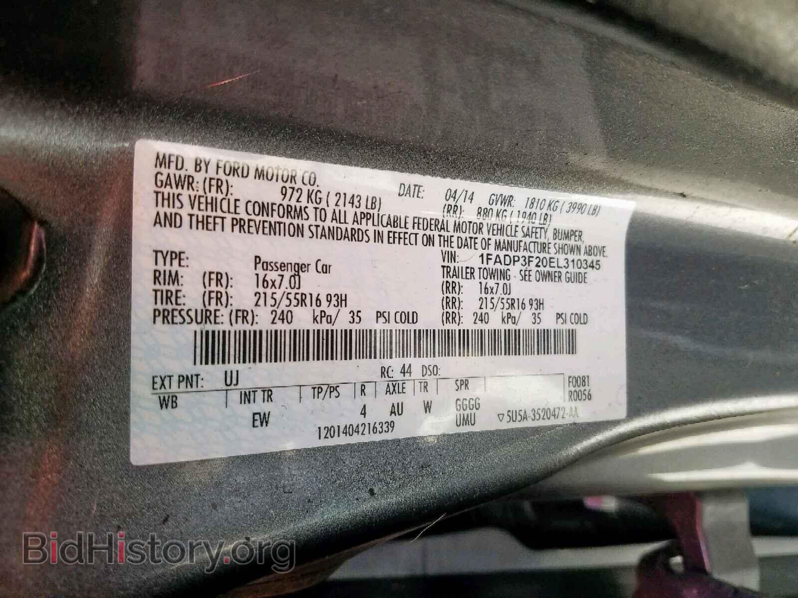 2014 FORD FOCUS SE - VIN: 1FADP3F20EL310345 - Фото 10