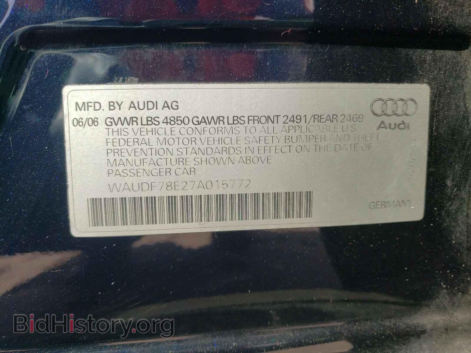 2007 AUDI A4 - VIN: WAUDF78E27A015772 - Фото 10