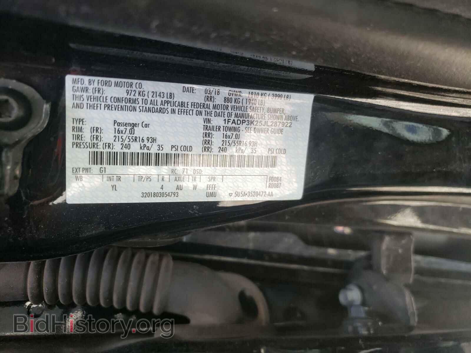 2018 FORD FOCUS - VIN: 1FADP3K25JL287922 - Фото 10