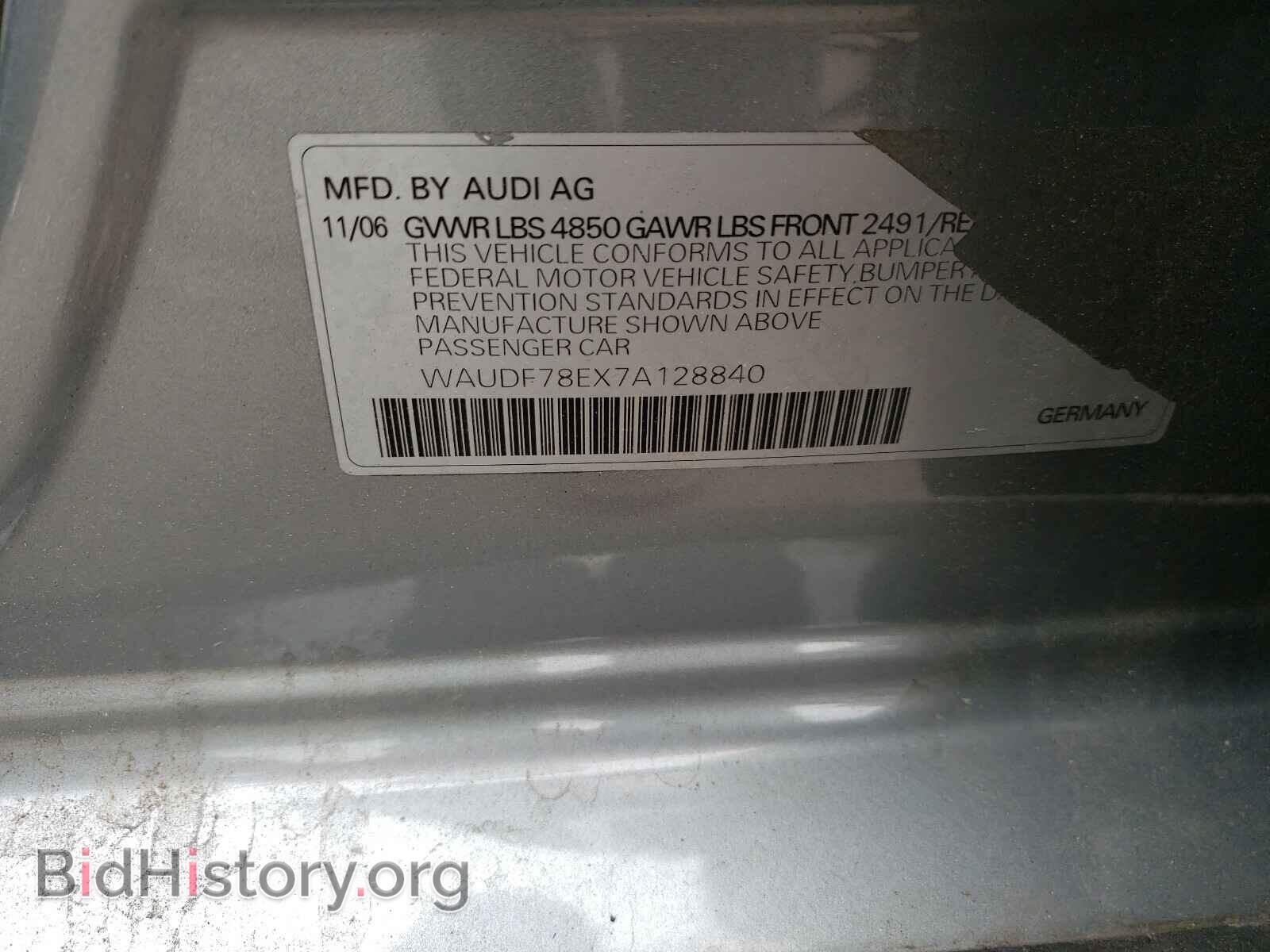 2007 AUDI A4 - VIN: WAUDF78EX7A128840 - Фото 10