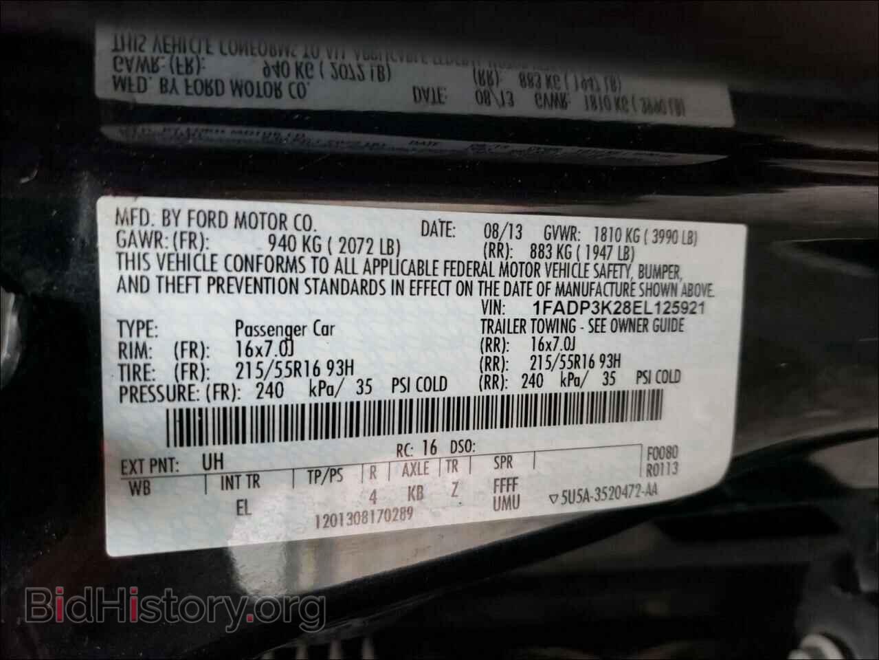 2014 FORD FOCUS - VIN: 1FADP3K28EL125921 - Фото 10