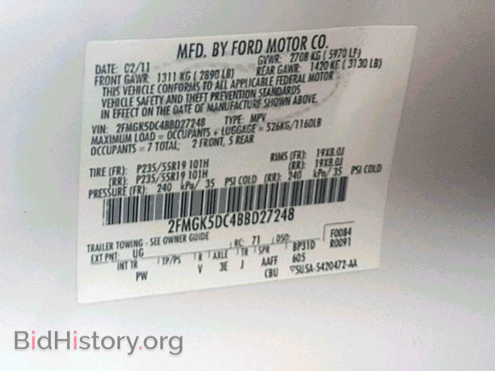 2011 FORD FLEX LIMIT - VIN: 2FMGK5DC4BBD27248 - Photo 10