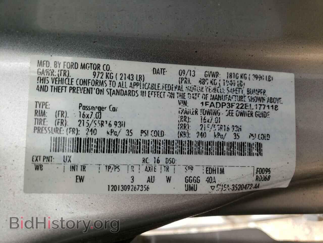 2014 FORD FOCUS - VIN: 1FADP3F22EL177118 - Фото 10