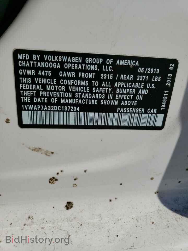 2013 VOLKSWAGEN PASSAT - VIN: 1VWAP7A32DC137234 - Фото 10