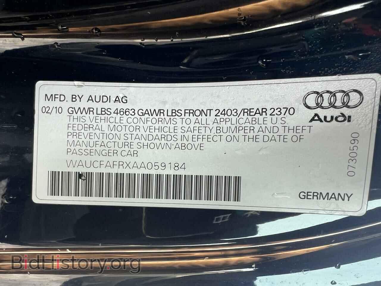 2010 AUDI A5 - VIN: WAUCFAFRXAA059184 - Фото 10