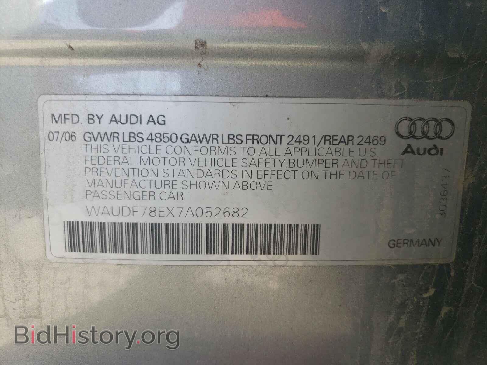2007 AUDI A4 - VIN: WAUDF78EX7A052682 - Фото 10