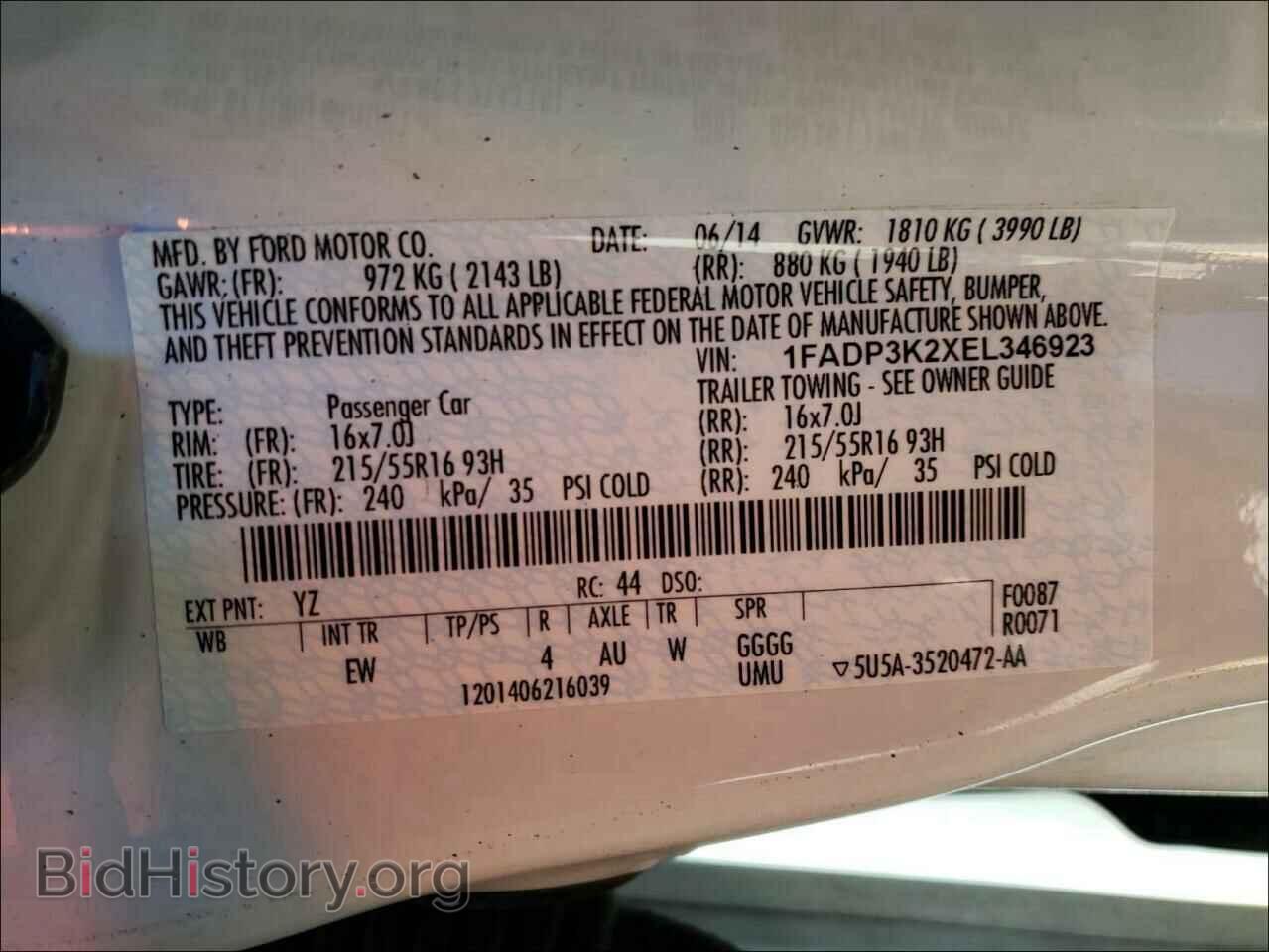 2014 FORD FOCUS - VIN: 1FADP3K2XEL346923 - Фото 10