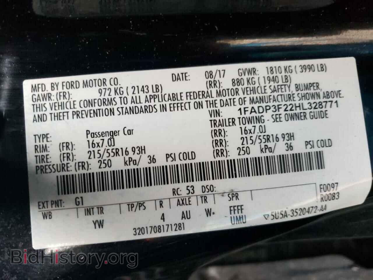 2017 FORD FOCUS - VIN: 1FADP3F22HL328771 - Фото 10