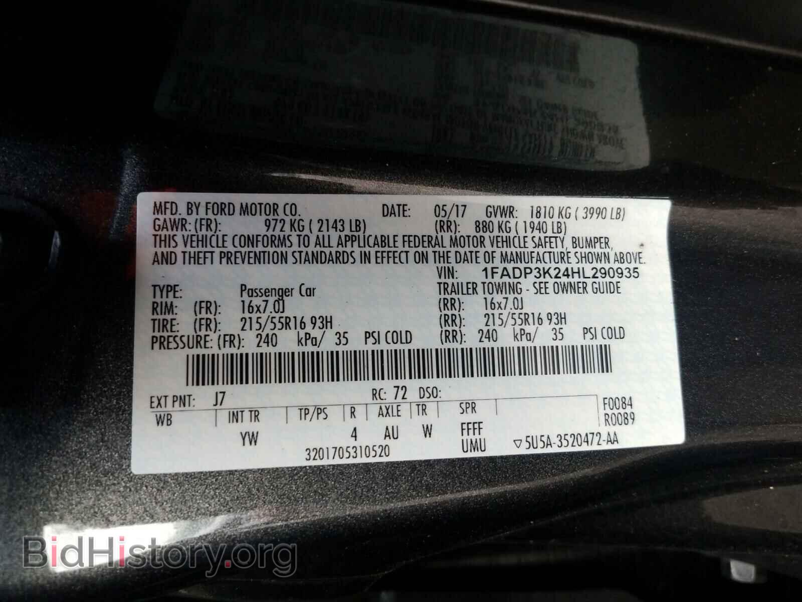 2017 FORD FOCUS - VIN: 1FADP3K24HL290935 - Фото 10