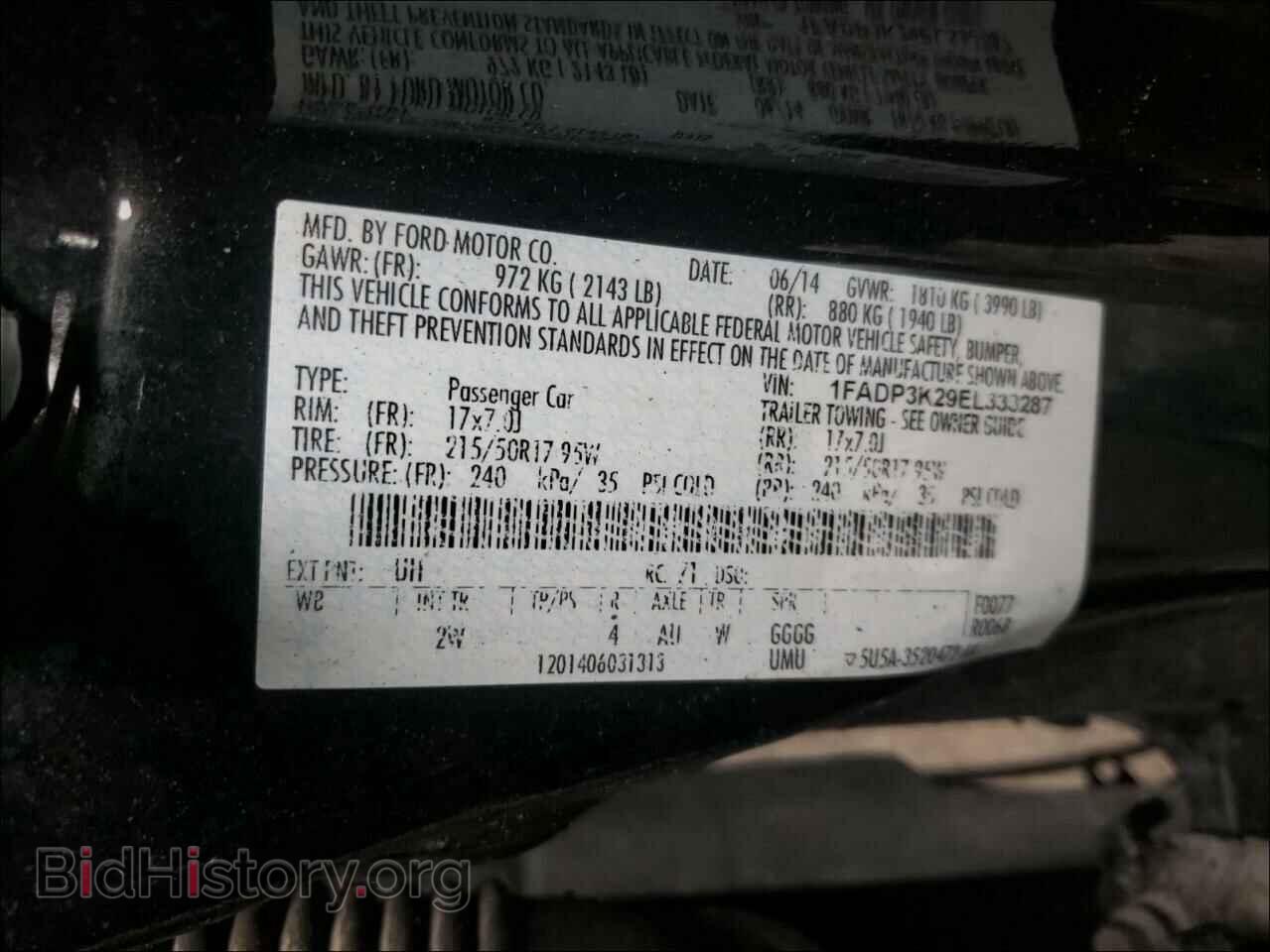 2014 FORD FOCUS - VIN: 1FADP3K29EL333287 - Фото 10