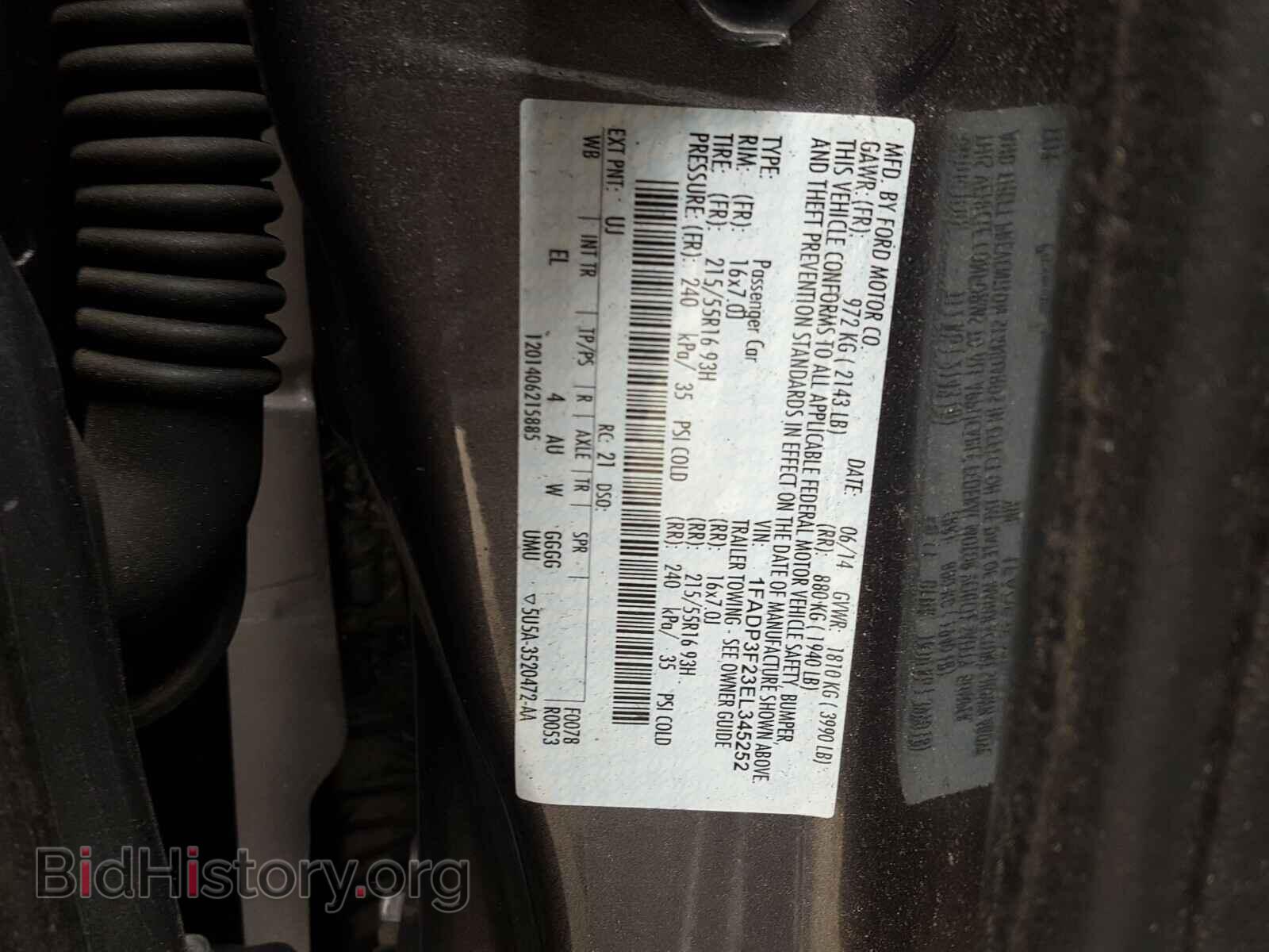 2014 FORD FOCUS - VIN: 1FADP3F23EL345252 - Фото 10