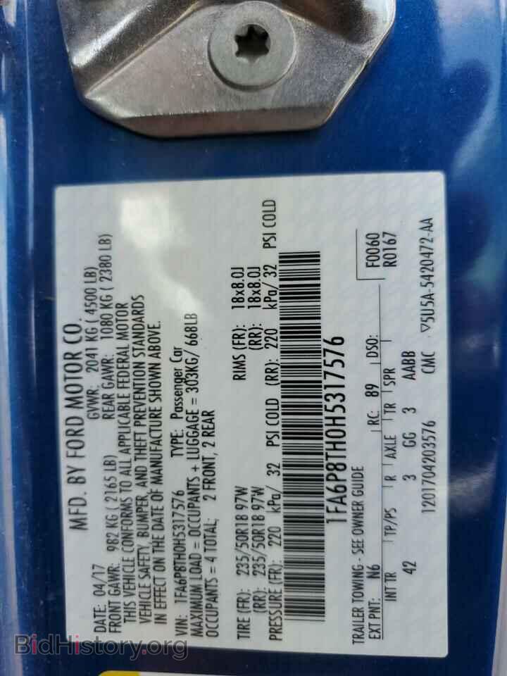 2017 FORD ALL Models - VIN: 1FA6P8TH0H5317576 - Фото 12